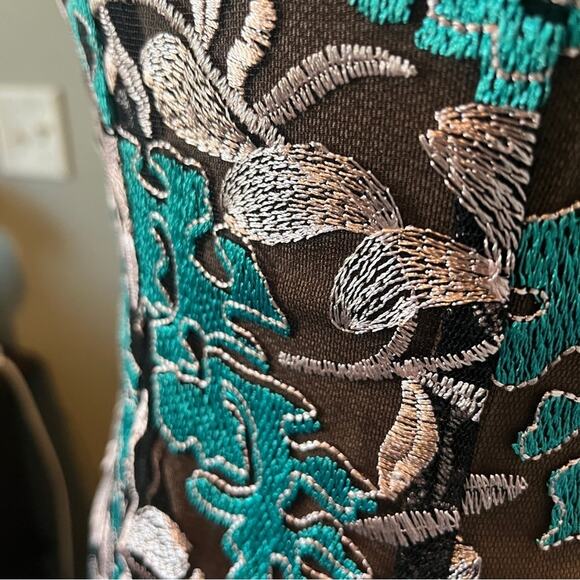 NWT Elliatt Quartz Dress Gown Peacock Black Teal Lace Brocade Embroidery Sm - Picture 7 of 16